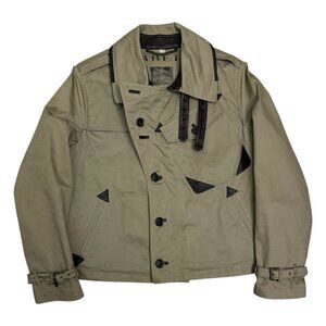 BURBERRY BRIT Leather Trim WEATHERPROOF Luxury Designer Trench Jacket Coat Men L